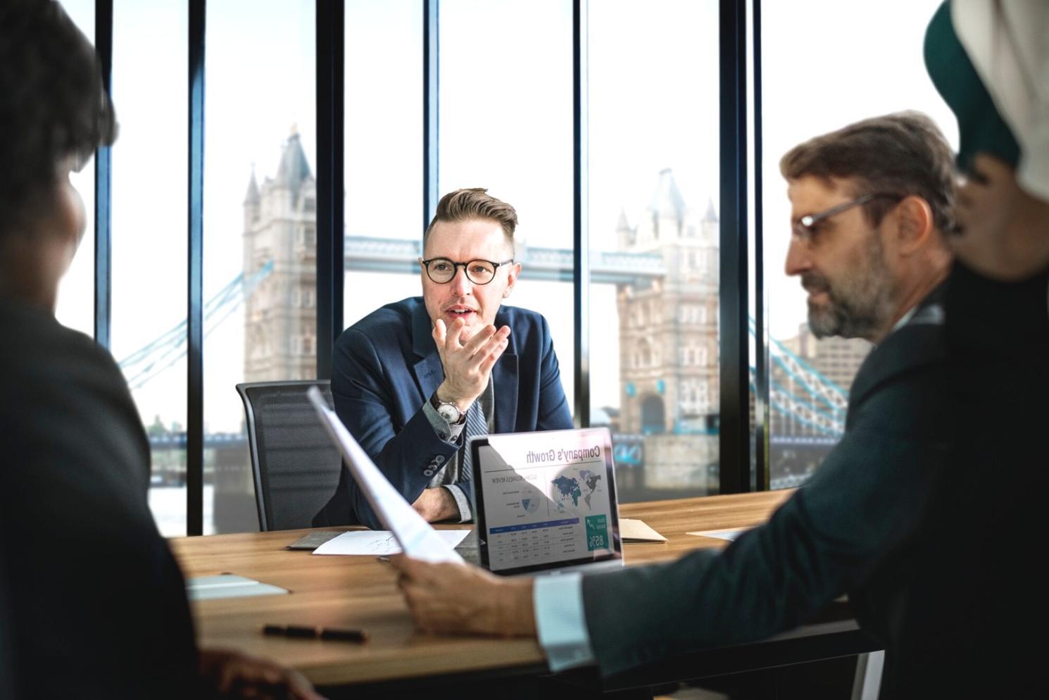 Investment planning session with charts